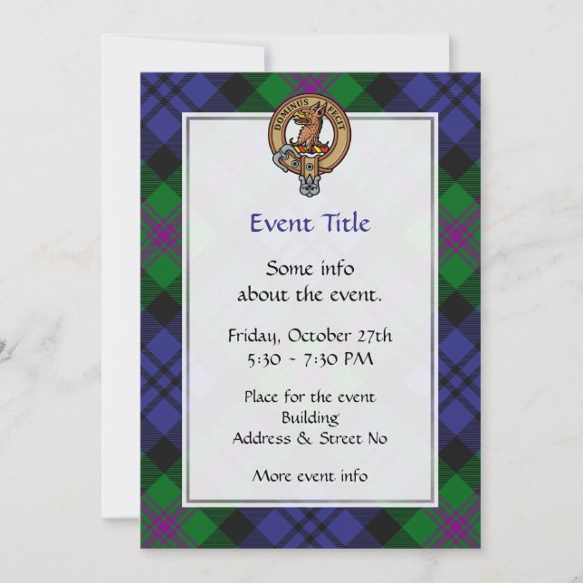Invitation Clan Baird Crest sur Tartan (Devant)
