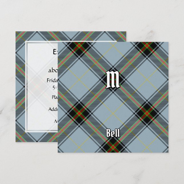 Invitation Clan Bell Tartan (Devant / Derrière)