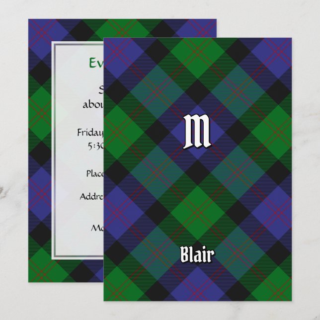 Invitation Clan Blair Tartan (Devant / Derrière)