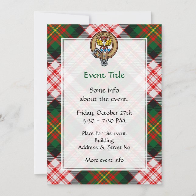 Invitation Clan Carnegie Crest sur la robe Tartan (Devant)