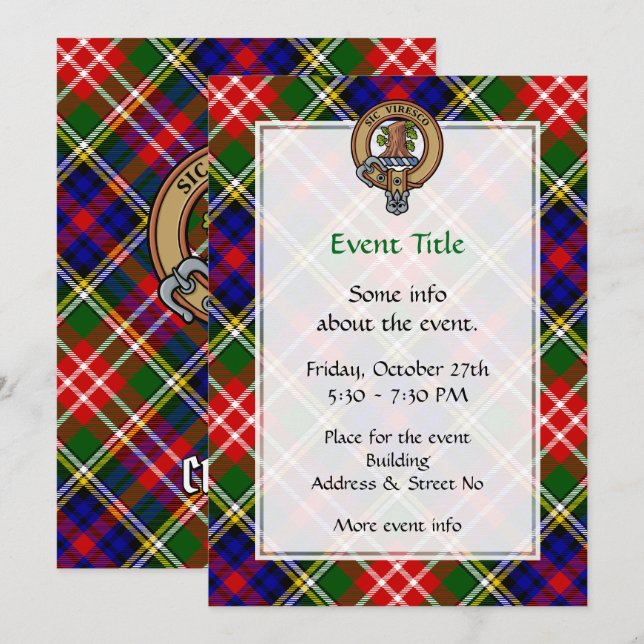 Invitation Clan Christie Crest over Tartan (Devant / Derrière)