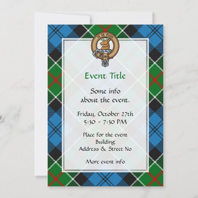 Invitation Clan Colquhoun Crest sur Tartan (Devant)