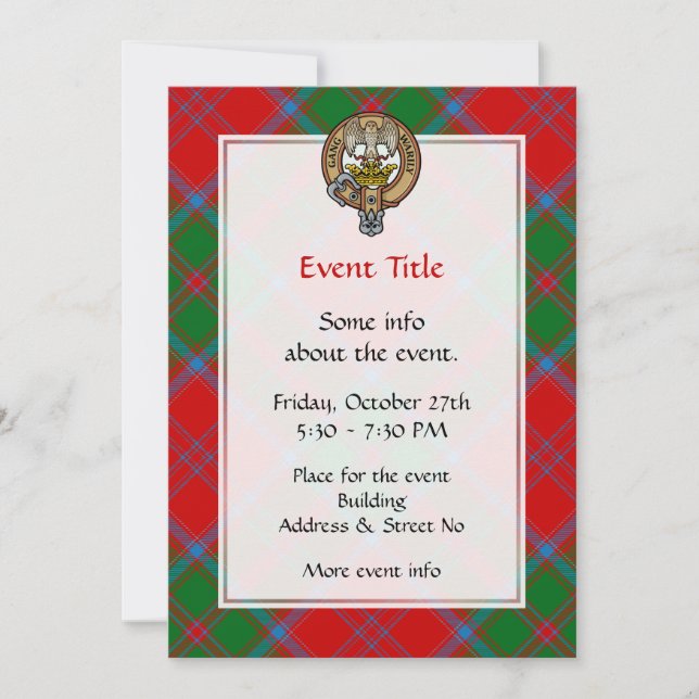 Invitation Clan Drummond Crest sur Tartan (Devant)