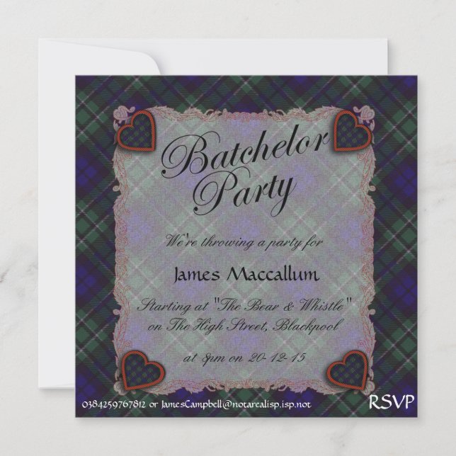 Invitation Clan écossais de Maccallum - Plaid (Devant)