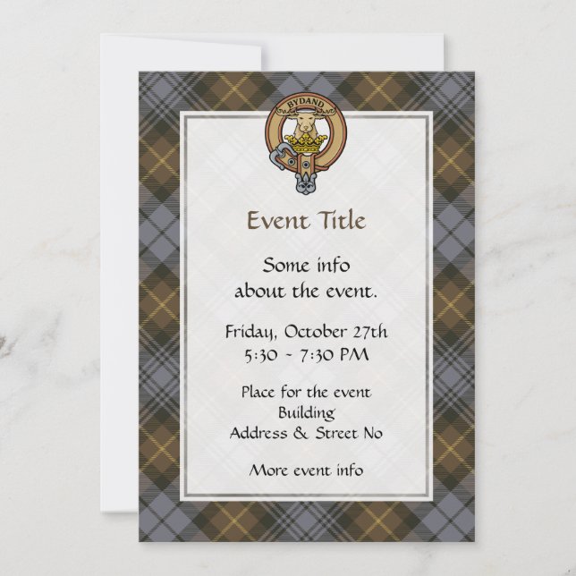 Invitation Clan Gordon Crest sur Tartan Patiné (Devant)
