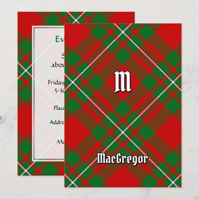 Invitation Clan Gregor Tartan (Devant / Derrière)