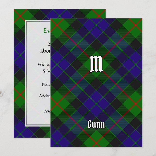 Invitation Clan Gunn Tartan (Devant / Derrière)