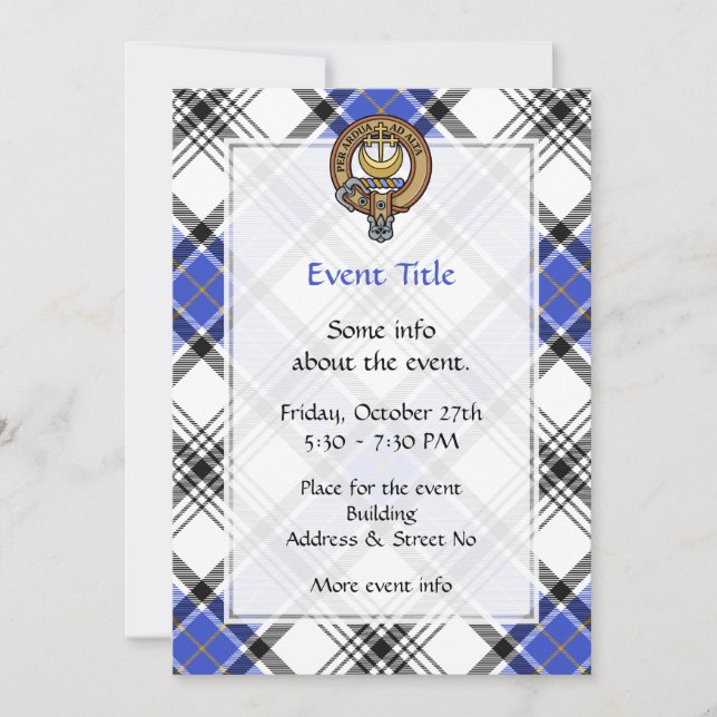 Invitation Clan Hannay Crest sur Tartan (Devant)
