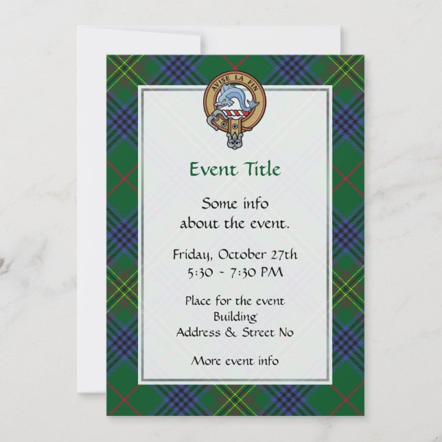 Invitation Clan Kennedy Crest sur Tartan (Devant)