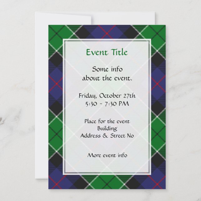 Invitation Clan Leslie Chasse Tartan (Dos)