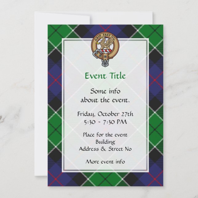 Invitation Clan Leslie Crest sur la chasse Tartan (Devant)