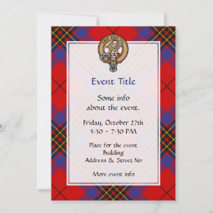 Invitation Clan Leslie Crest sur Red Tartan