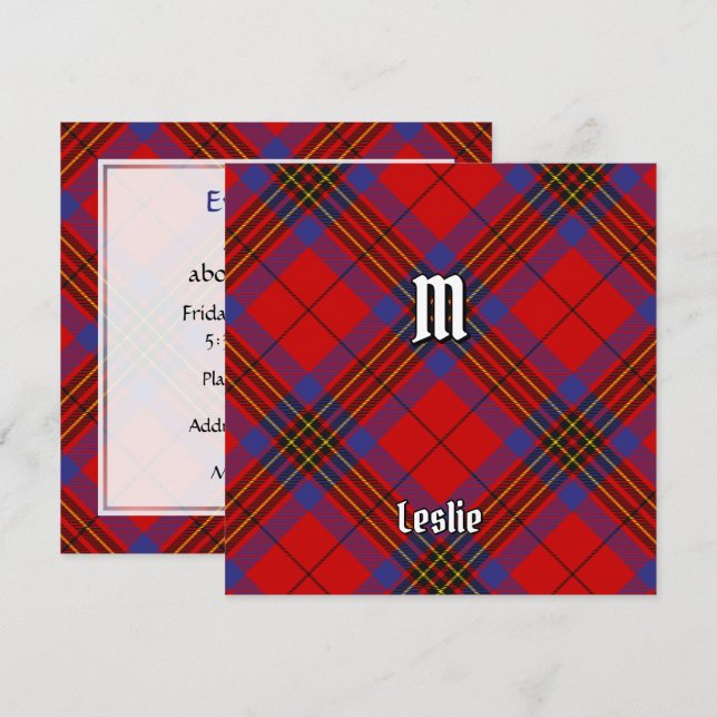 Invitation Clan Leslie Red Tartan (Devant / Derrière)