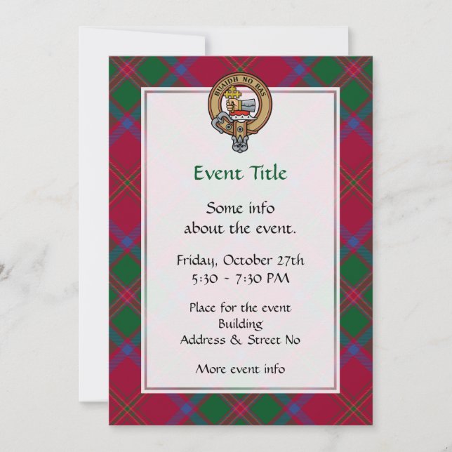 Invitation Clan MacDougall Crest sur Tartan (Devant)