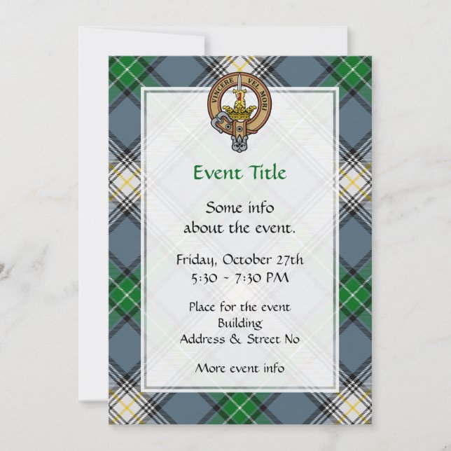 Invitation Clan MacDowall Crest sur Tartan (Devant)