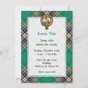 Invitation Clan MacFarlane Crest sur Tartan de chasse antique