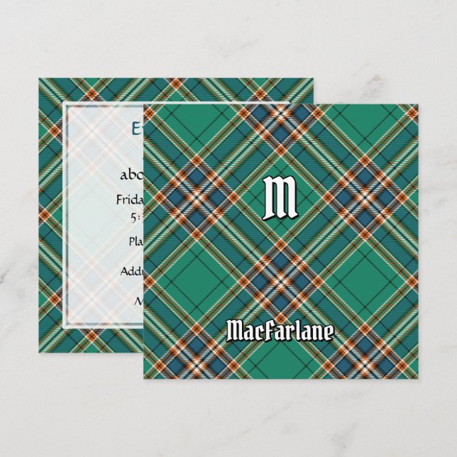 Invitation Clan MacFarlane Tartan de chasse antique (Devant / Derrière)