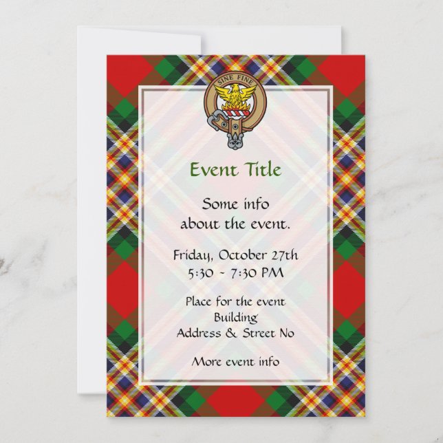 Invitation Clan MacGill Crest sur Tartan (Devant)