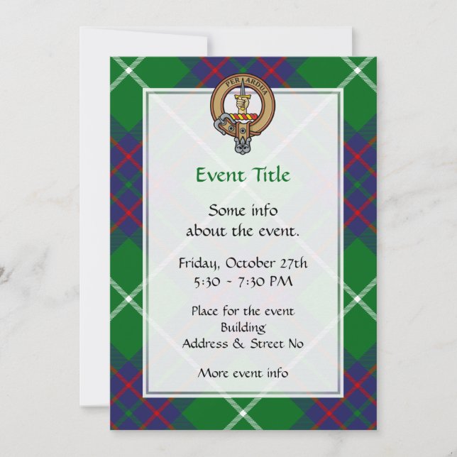Invitation Clan MacIntyre Crest sur Tartan (Devant)