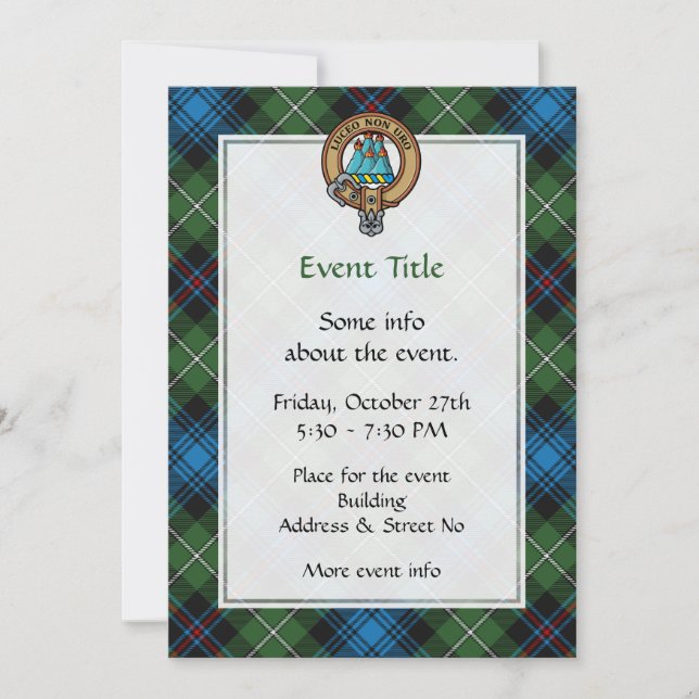 Invitation Clan MacKenzie Crest sur Tartan (Devant)
