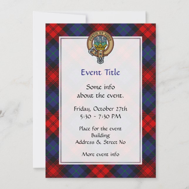 Invitation Clan MacLachlan Crest sur Tartan (Devant)