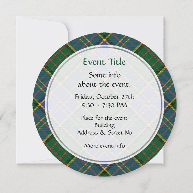 Invitation Clan MacMillan Chasse Tartan (Dos)