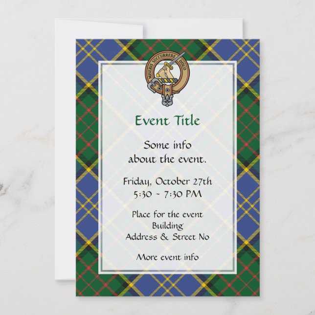 Invitation Clan MacMillan Crest sur la chasse Tartan (Devant)