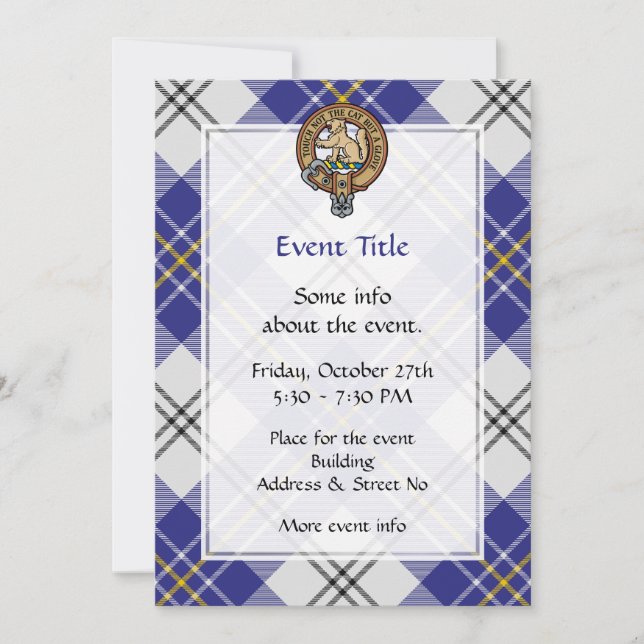 Invitation Clan MacPherson Crest sur la robe bleue Tartan (Devant)