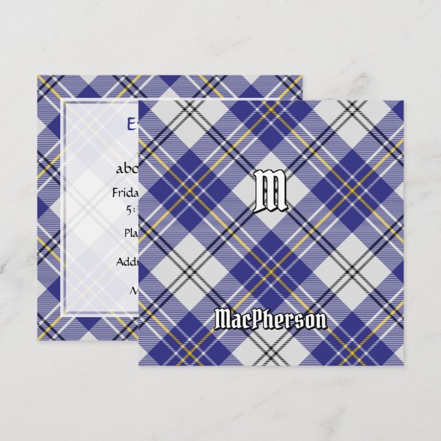 Invitation Clan MacPherson robe bleue Tartan (Devant / Derrière)