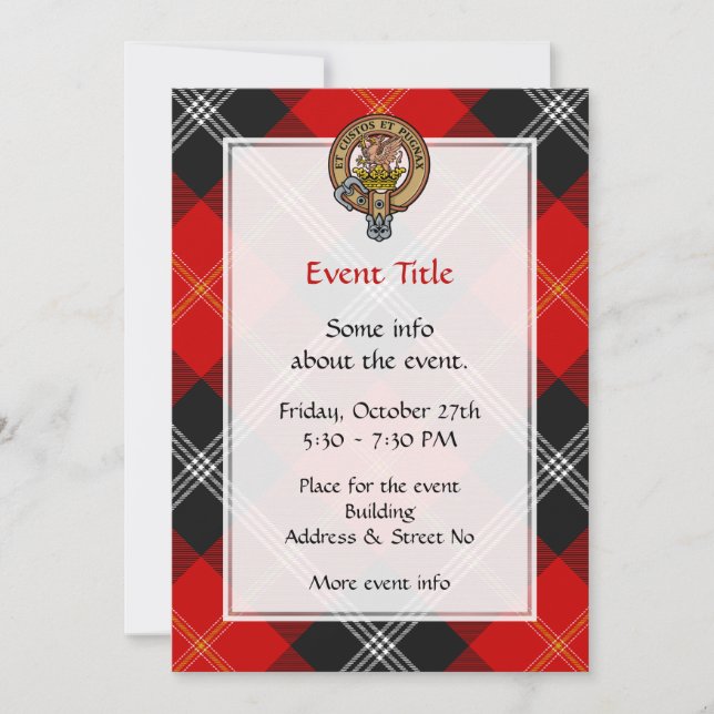 Invitation Clan Marjoribanks crête sur Tartan (Devant)