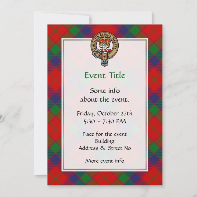 Invitation Clan Robertson Crest sur Tartan (Devant)