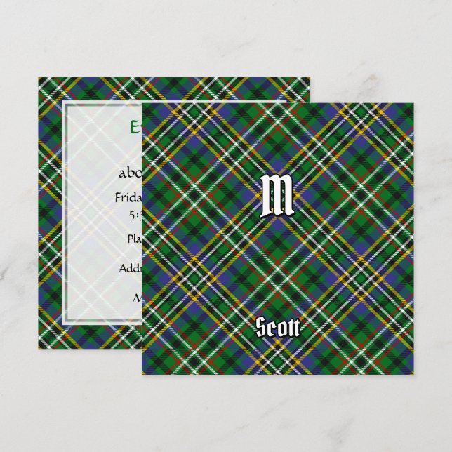 Invitation Clan Scott Green Tartan (Devant / Derrière)