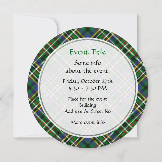 Invitation Clan Scott Green Tartan (Dos)