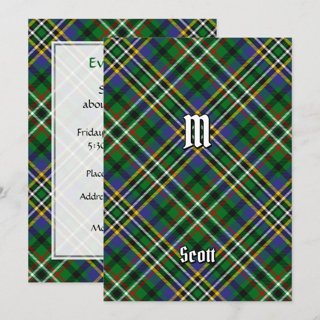 Invitation Clan Scott Green Tartan (Devant / Derrière)