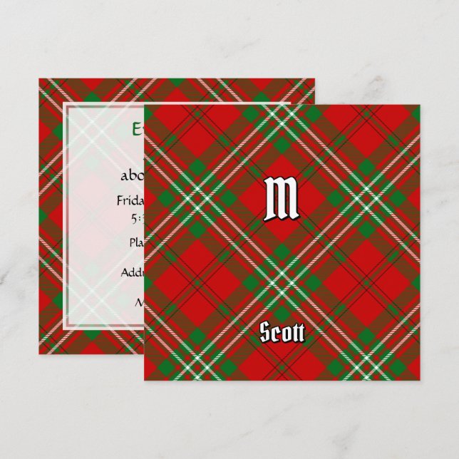 Invitation Clan Scott Red Tartan (Devant / Derrière)