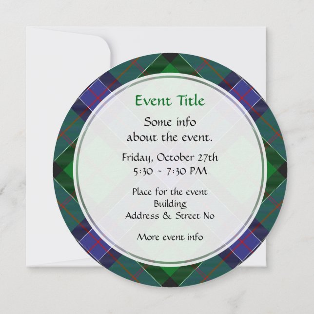 Invitation Clan Sinclair Chasse Tartan (Dos)