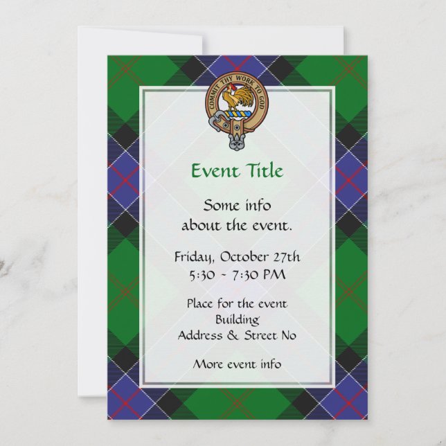Invitation Clan Sinclair Crest sur la chasse Tartan (Devant)
