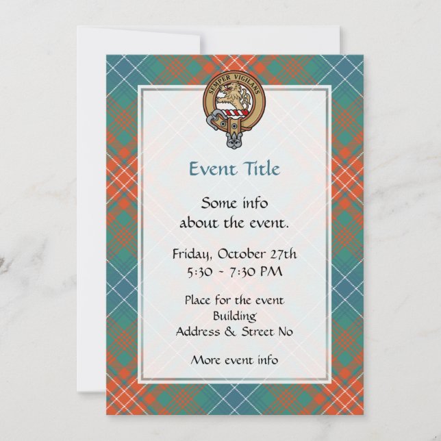 Invitation Clan Wilson Crest au-dessus de Tartan antique (Devant)