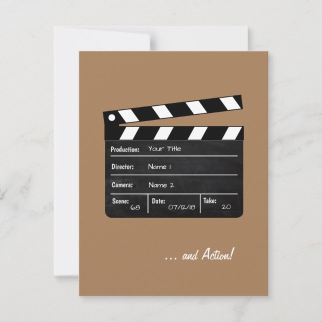 Invitation Clapperboard avec texte personnalisable (Devant)
