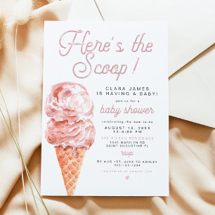Invitation CLARA Retro Glace Cream Voici le Baby shower Scoop