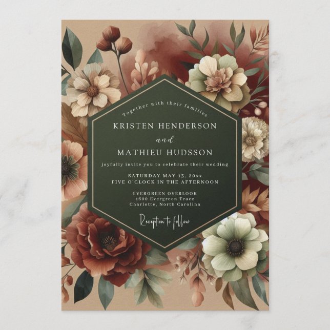 Invitation Claret Baroque Still Life Wedding (Devant)