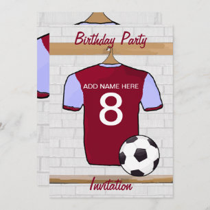 Invitation Claret et fête d'anniversaire bleue de Jersey de