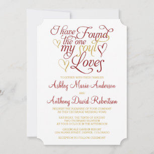 Invitation Claret Gold Soul aime Mariage de coeur