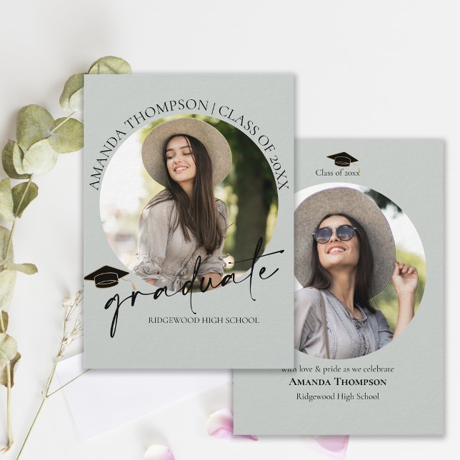 Invitation Class of 2026 Senior Photo Graduation Announcement (Circle Photo Graduation Announcement Card | Class of 2026 Senior)