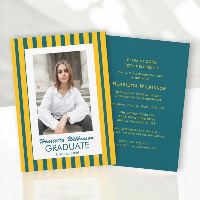 Invitation Class of 2026 Teal Gold Modern Graduation Party  (Créateur téléchargé)