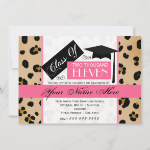 Invitation Classe 2011 Empreinte de léopard et Pink