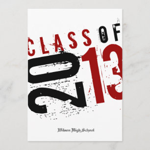 Invitation Classe artistique noire, blanche et rouge de 2013