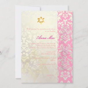 Invitation Classé + Bat mitzvah Damas élégant/rose chic
