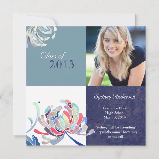Invitation Classe Bleu + Blanc de 2013 : Diplôme de photos de (Devant)