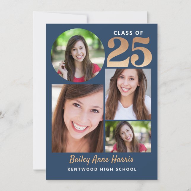 Invitation Classe Bleue Cercle Graduate de 2025 imprimable (Devant)